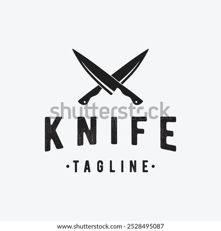 Premium quality knife logo design with retro vintage crosses.
