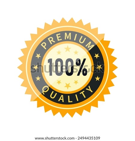 Premium quality label. Best quality flat vector badges. Premium icon with crown and stars. Vector illustration. Round label with three level quality. Vip icon in flat style
