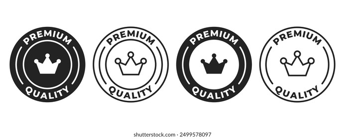 Premium quality label. Crown icon. Premium quality vector illustration for product packaging logo, sign, symbol or emblem isolated.