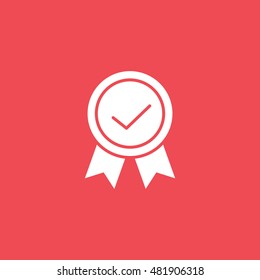 Premium Quality Label Flat Icon On Red Background