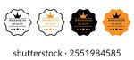 Premium quality label icon. Premium icon with crown and stars. Round label with four level quality. VIP icon in flat style. Best quality flat vector badges.
