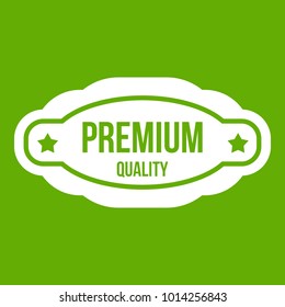 Premium quality label icon white isolated on green background. Vector illustration