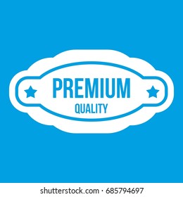 Premium quality label icon white isolated on blue background vector illustration
