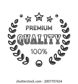 Qualitativ hochwertiges Label mit Lorbeerkranz. Vektorgrafik eps10