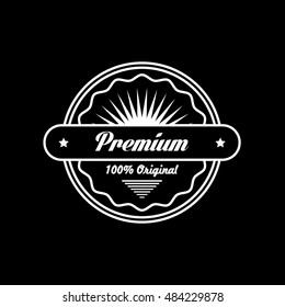 Icono de línea de etiqueta de calidad de Premium sobre fondo negro