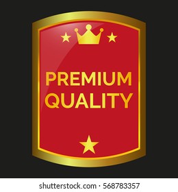 premium quality label on black background, vector illustration