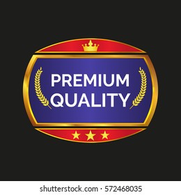 premium quality label on black background, vector illustration