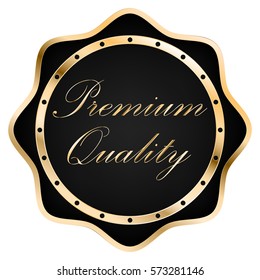 premium quality label on black and gold background,Vector EPS10