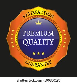 premium quality label on black background. Vector illustration