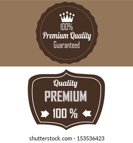 premium quality label on brown and white background