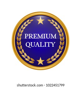 Premium quality label on white background. Vector illustration