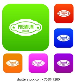 Premium quality label set icon in different colors isolated vector illustration. Premium collection