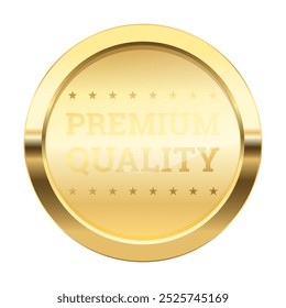 Premium Quality label sticker, Gold Exclusive luxury circle Round banner or premium VIP Member Club sticker with stars, Golden vector Button glossy .VIP sign and tag with shiny glitter on golden badge