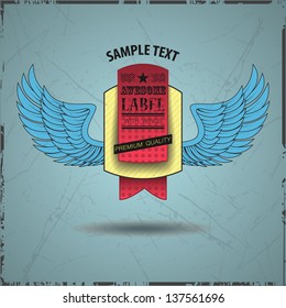 Premium quality label with wings, old style