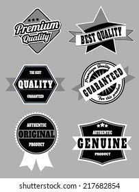 premium quality labels in black and white 
