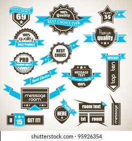 Premium Quality Labels - Collection of retro bi-colours vintage labels with several slogans: Best Choice, Premium Quality, Top Choice and so on.