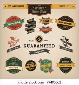 Premium Quality Labels - Collection of retro bi-colours vintage labels with several slogans: Best Choice, Premium Quality