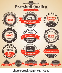 Premium Quality Labels. Design elements with retro vintage design