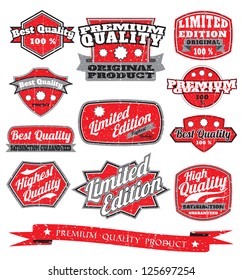 premium quality labels with removable grunge effect