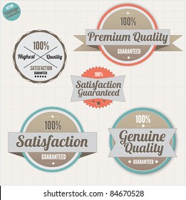 Premium Quality Labels and Satisfaction Guarantee patches with retro vintage design