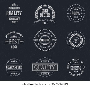 Premium quality labels set. Retro Vintage Design. Grunge background      