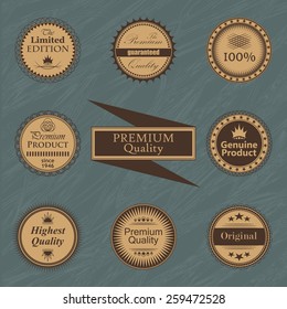 Premium quality labels set. Retro Vintage Design. Set of round labels      