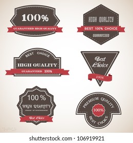 Premium Quality Labels. Six design elements in vintage style