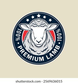 Premium Quality Lamb Meat Badge Design – 100% Fresh Organic Seal Logo