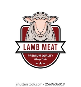 Premium Quality Lamb Meat Badge Design – 100% Fresh Organic Seal Logo