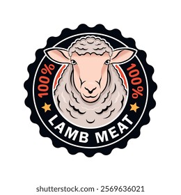 Premium Quality Lamb Meat Badge Design – 100% Fresh Organic Seal Logo