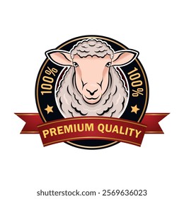 Premium Quality Lamb Meat Badge Design – 100% Fresh Organic Seal Logo