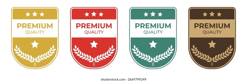 Premium Quality Laurel Star Emblem Vector Set
