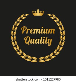 Premium quality laurel wreath on black background. Vector Illustration
