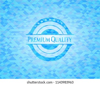 Premium Quality light blue emblem with triangle mosaic background