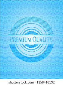 Premium Quality light blue water wave style badge.