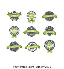 Premium quality and limited edition label set. Original product, best choice vector ribbon banner badges.