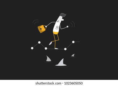 Premium Quality Line Icon And Concept Set Onboarding. Stock Market. Dropping And Raising Shares. vector Illustration. Isolated on a Black Background.