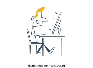 Premium Quality Line Icon And Concept Set Onboarding: Stock Market. Vector Illustration. Isolated on white background.