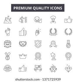 Premium quality line icons, signs set, vector. Premium quality outline concept, illustration: quality,premium,label,stamp,banner