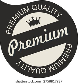Logotipo de la calidad de Premium con una corona y un diseño elegante