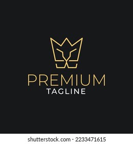 premium quality logo - lion plus crown