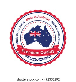  Premium Quality, Made in Australia- stamp / sticker with the Australian map and flag. Print colors used