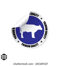 Premium Quality Management Systems Meat Sign Blue Sticker, Stamp, Label And Icon Isolated on White Background - Vector Illustration. 