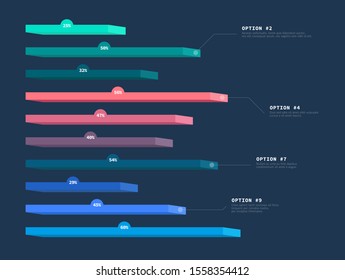 Premium quality marketing analytics bar chart presentation vector illustration template. Business data visualization design layout. Amazing corporate statistics information line graph infographic.