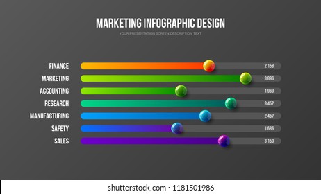 Premium Quality Marketing Analytics Horizontal Bar Chart Vector Illustration Template. Business Data Presentation Design Layout. Amazing Corporate Statistics Information Line Graph Infographic.