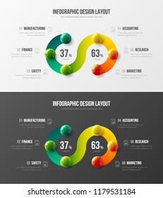 Premium quality marketing analytics presentation vector illustration template bundle. Business data visualization creative design layout. Amazing corporate statistics information infographic set.
