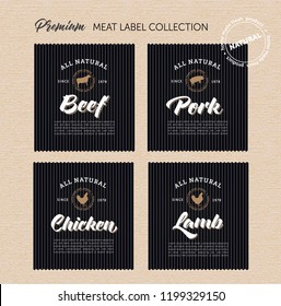 Premium Quality Meat Labels. Vector Meat Packaging Design and Label. Old paper natural package. Isolated.