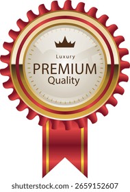 Ilustración de icono de Vector de medalla de calidad de Premium