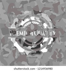 Premium Quality on grey camo texture