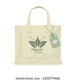 Premium quality organic bag mockup for shopping. Vector Illustration.